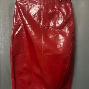 Modern Citizen Vegan Leather Red Pencil Skirt